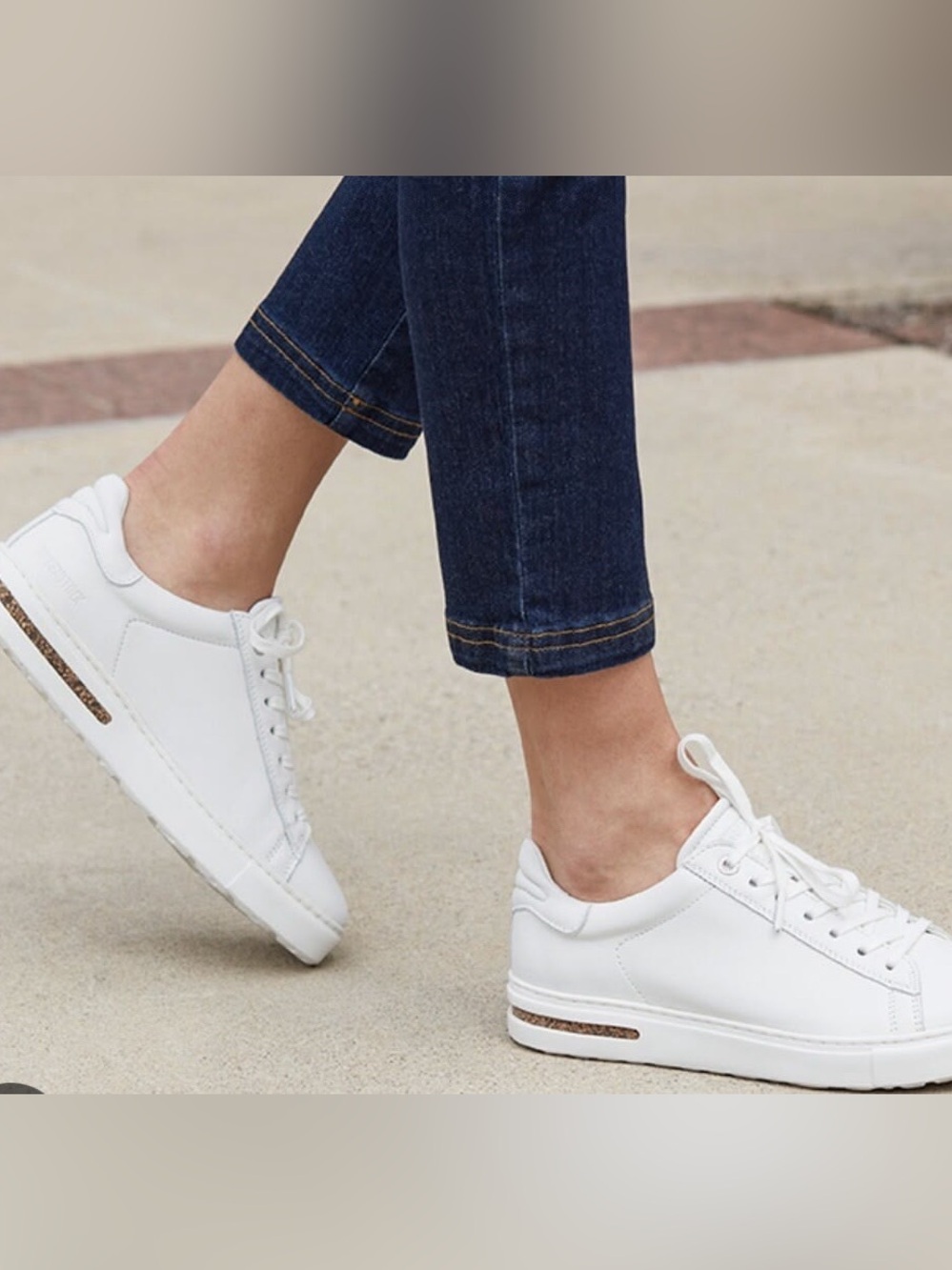 Birkenstock White Low-Top Women's Sneakers with Cork Accent